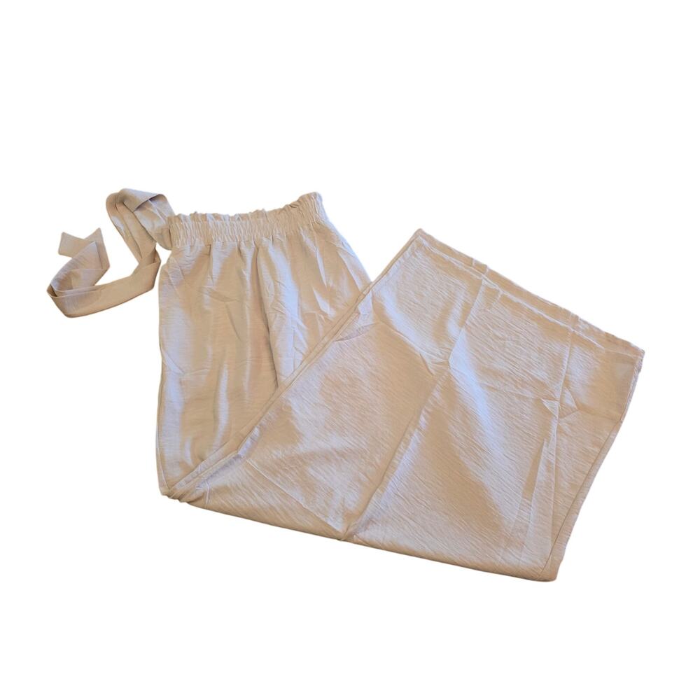 NWT AusLook Wide-Leg Pants – 5X | Champagne Elastic Waist w/ Ribbon Belt Dressy